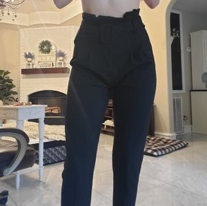 Black Belted Pants Paperbag Waist